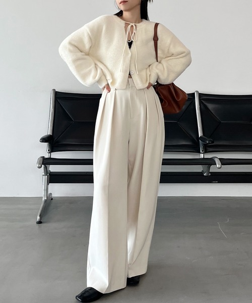 「Louere」 ニットカーディガン MEDIUM グレイッシュベージュ レディース_画像5