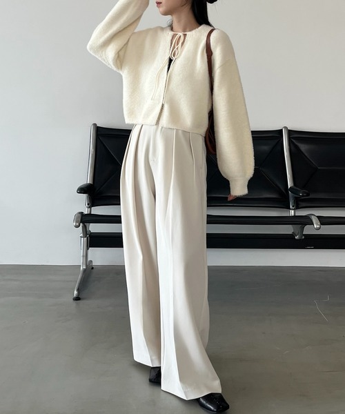 「Louere」 ニットカーディガン MEDIUM グレイッシュベージュ レディース_画像6