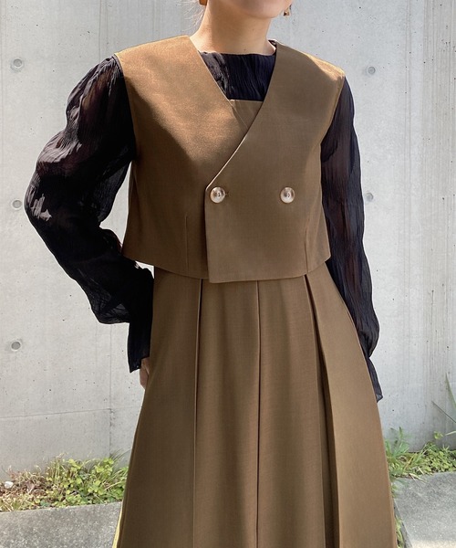 「JUNOAH」 コンビワンピース LARGE モカ レディース_画像9