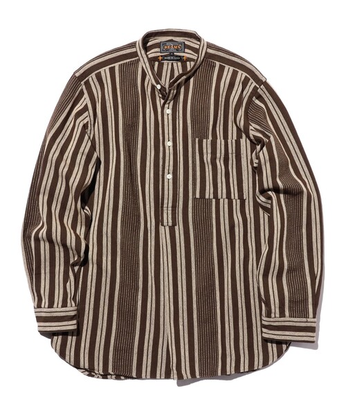 BEAMS+（ビームスプラス） シャツ Band Pullover Indian Oxford Stripe