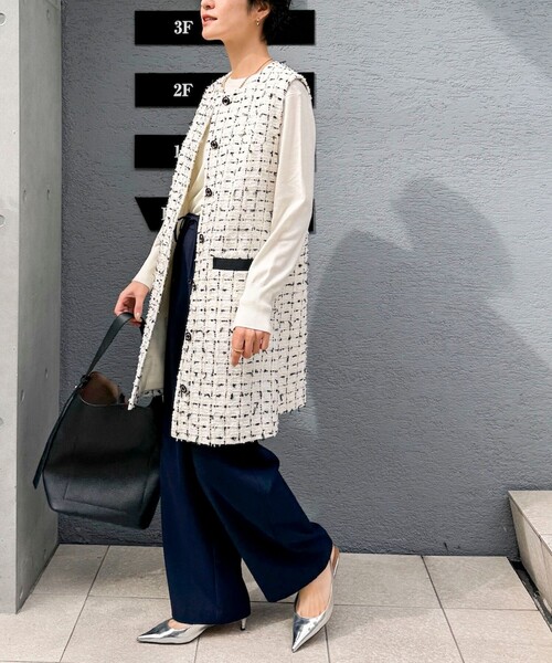 「NOLLEY'S」 イージーパンツ 36 ネイビー レディース_画像3