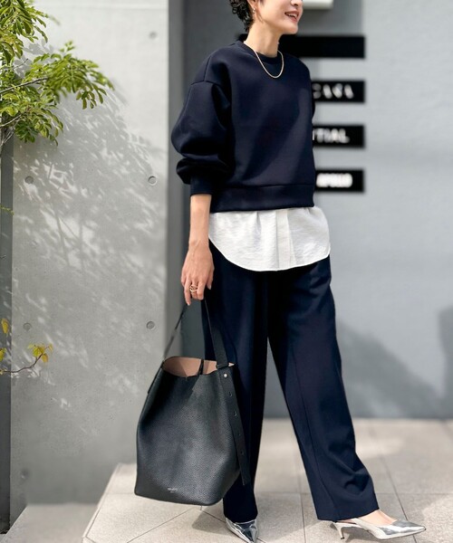 「NOLLEY'S」 イージーパンツ 36 ネイビー レディース_画像5