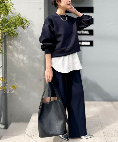 「NOLLEY'S」 イージーパンツ 36 ネイビー レディース_画像6