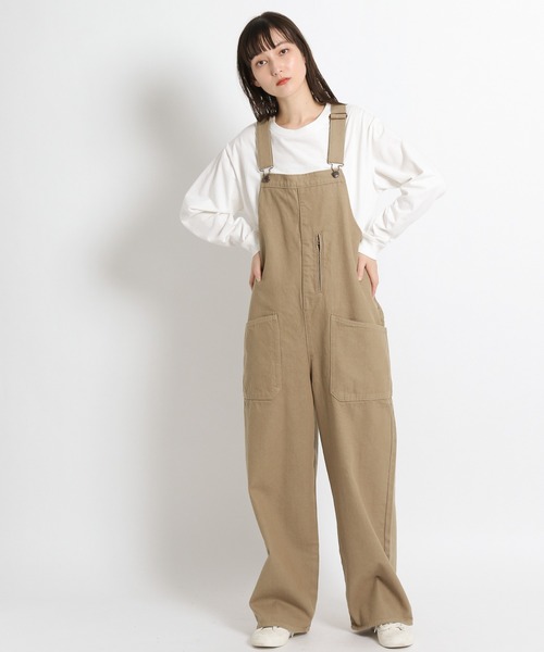 niko and…（ニコアンド） オーバーオール LARGE ライトベージュ