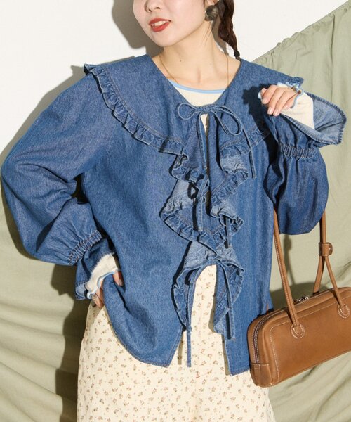 「HELLO.SANFRANCISCO」 長袖ブラウス ONE SIZE サックスブルー レディース_画像2