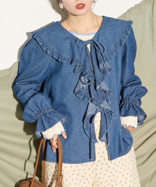 「HELLO.SANFRANCISCO」 長袖ブラウス ONE SIZE サックスブルー レディース_画像3