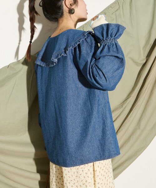 「HELLO.SANFRANCISCO」 長袖ブラウス ONE SIZE サックスブルー レディース_画像6