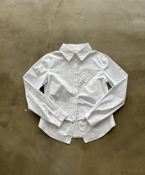 レディース Rouje Paris カットワーク刺繍ブラウス サイズ36 オフホワイト