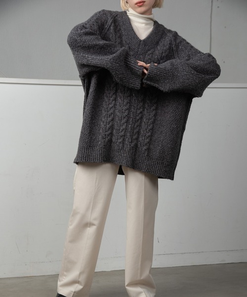 「lawgy」 長袖ニット FREE ライトベージュ レディース_画像2