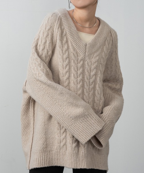 「lawgy」 長袖ニット FREE ライトベージュ レディース_画像3