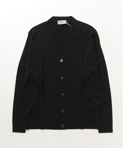 「JOHN SMEDLEY」 ニットカーディガン LARGE ブラック メンズ
