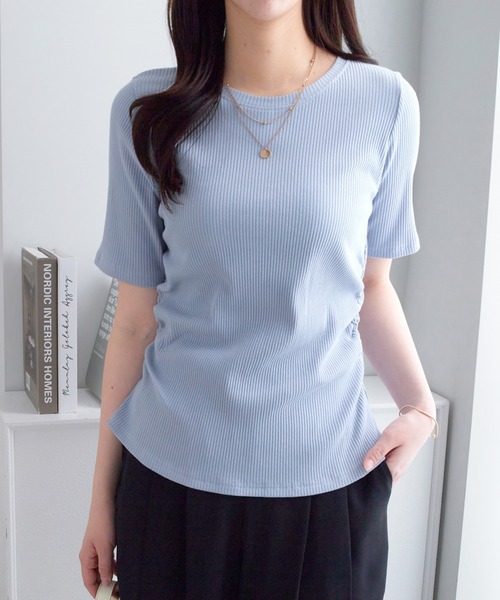 alotta（アロッタ） tシャツ ドレープデザインリブトップス レディース