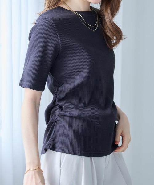 alotta（アロッタ） tシャツ ドレープデザインリブトップス レディース
