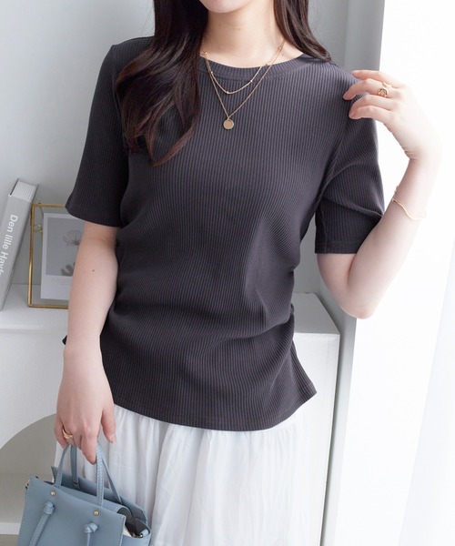alotta（アロッタ） tシャツ 半袖 ドレープデザインリブトップス