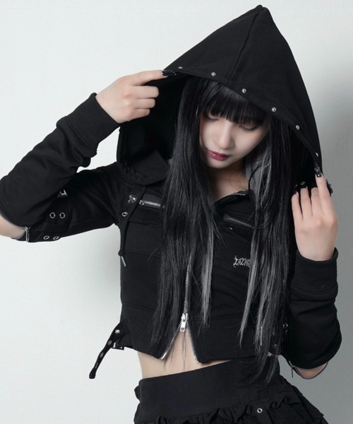 SAYSKY フード付きパーカー 黒 LAZYSLAY パーカー フード付きカットパーカー レディース : ZOZOTOWN