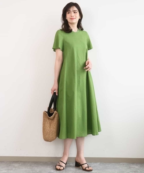 ワンピース VネックAラインシルエットワンピース/洗える/WEB限定カラーサイズありの画像