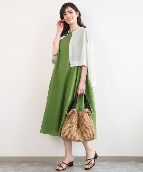 ワンピース VネックAラインシルエットワンピース/洗える/WEB限定カラーサイズありの画像