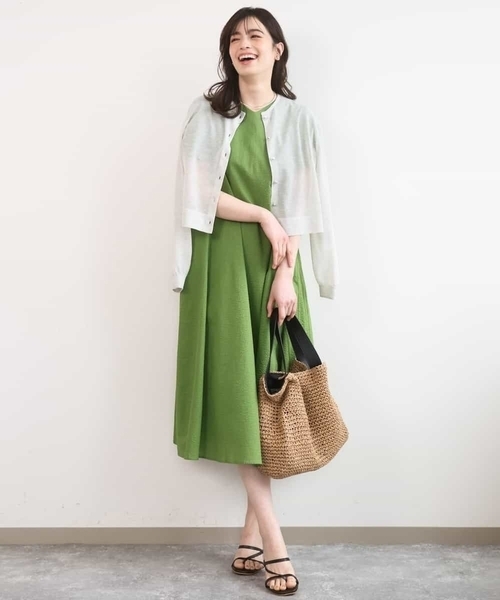 ワンピース VネックAラインシルエットワンピース/洗える/WEB限定カラーサイズありの画像