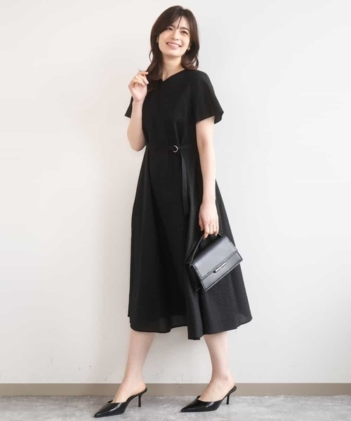 ワンピース VネックAラインシルエットワンピース/洗える/WEB限定カラーサイズありの画像