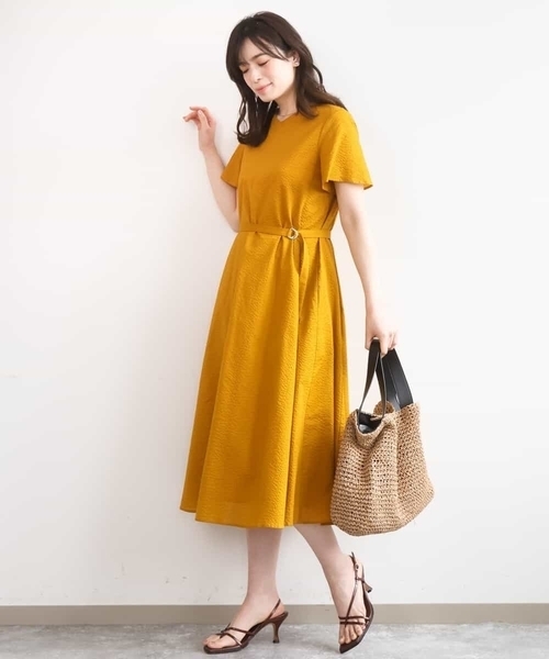 ワンピース VネックAラインシルエットワンピース/洗える/WEB限定カラーサイズありの画像