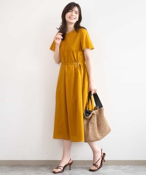 ワンピース VネックAラインシルエットワンピース/洗える/WEB限定カラーサイズありの画像