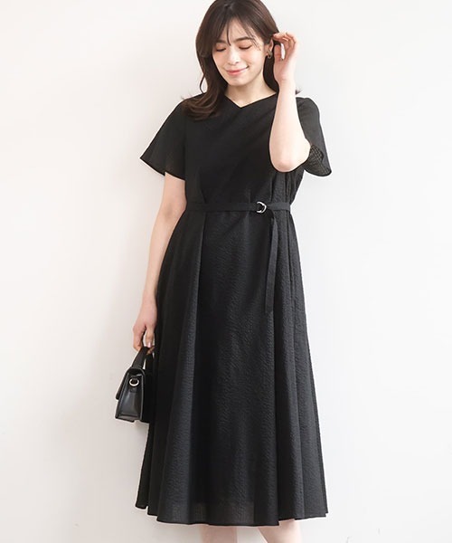 ワンピース VネックAラインシルエットワンピース/洗える/WEB限定カラーサイズありの画像