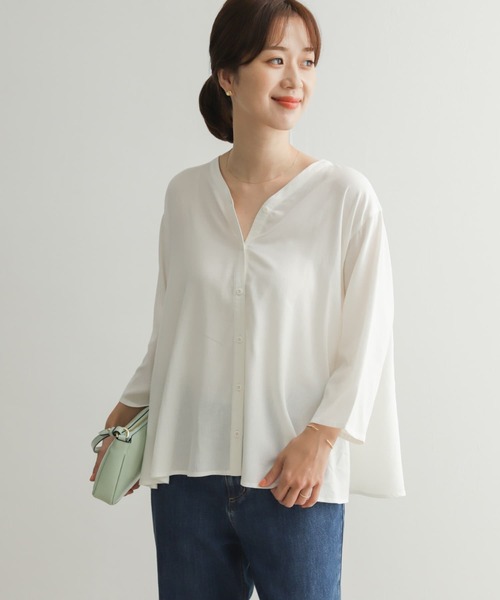 「URBAN RESEARCH DOORS」 7分袖ブラウス MEDIUM ブルー レディース_画像3