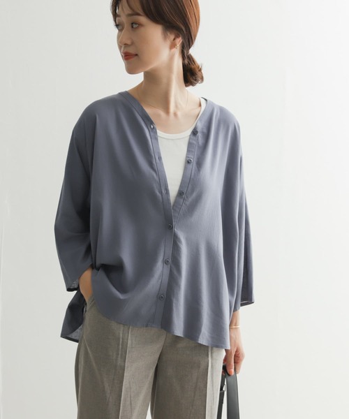 「URBAN RESEARCH DOORS」 7分袖ブラウス MEDIUM ブルー レディース_画像4