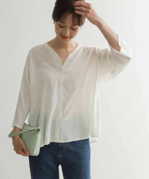 「URBAN RESEARCH DOORS」 7分袖ブラウス MEDIUM ブルー レディース_画像5
