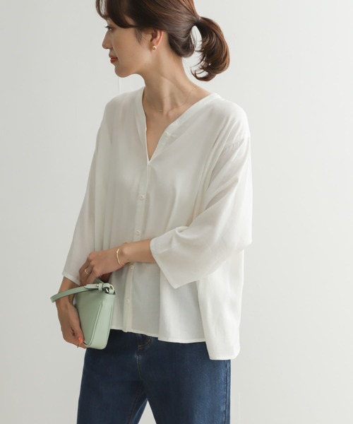 「URBAN RESEARCH DOORS」 7分袖ブラウス MEDIUM ブルー レディース_画像6