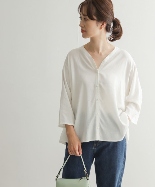 「URBAN RESEARCH DOORS」 7分袖ブラウス MEDIUM ブルー レディース_画像7