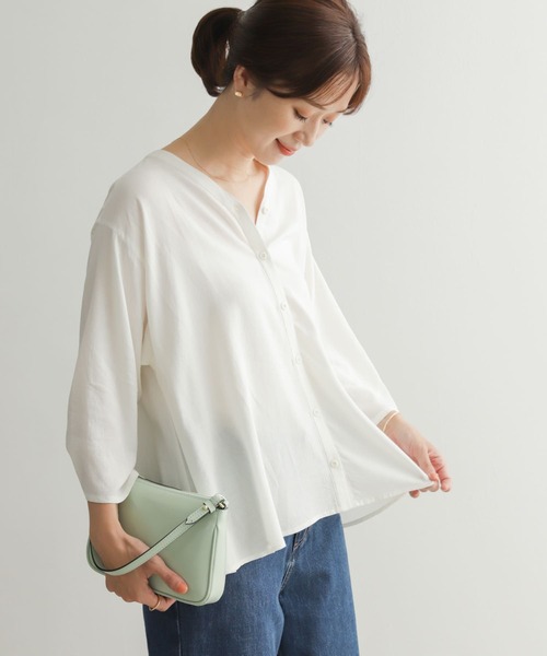 「URBAN RESEARCH DOORS」 7分袖ブラウス MEDIUM ブルー レディース_画像8