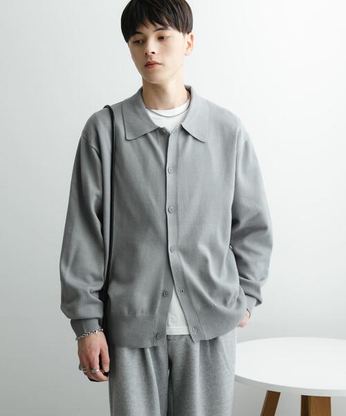「SENSE OF PLACE by URBAN RESEARCH」 ニットカーディガン LARGE グレー メンズ_画像2