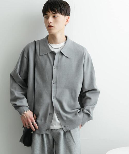 「SENSE OF PLACE by URBAN RESEARCH」 ニットカーディガン LARGE グレー メンズ_画像3
