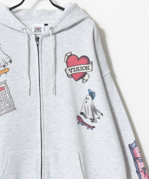 「VISION STREET WEAR」 ジップアップパーカー M アッシュグレー メンズ_画像3