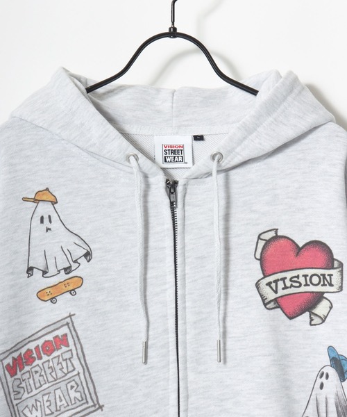 「VISION STREET WEAR」 ジップアップパーカー M アッシュグレー メンズ_画像4