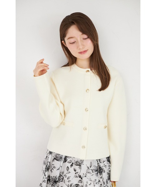 「tocco closet」 ニットカーディガン M ネイビー レディース_画像4