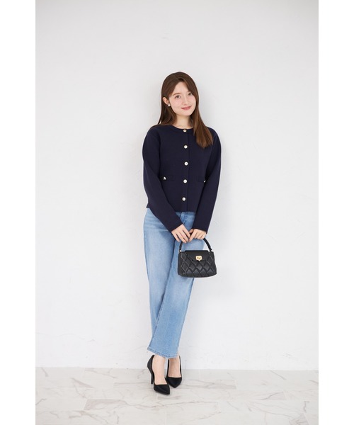「tocco closet」 ニットカーディガン M ネイビー レディース_画像7