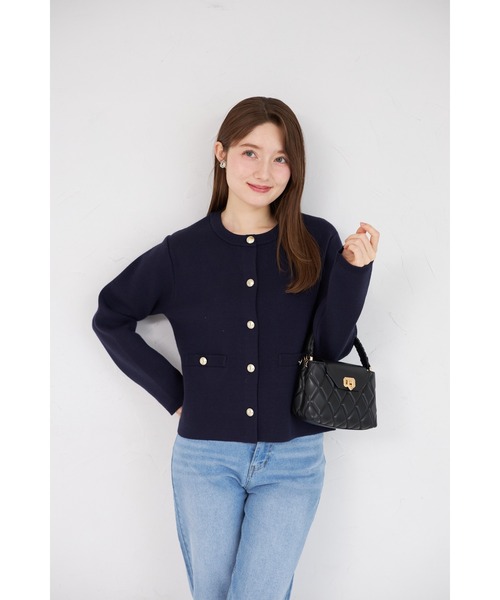 「tocco closet」 ニットカーディガン M ネイビー レディース_画像8