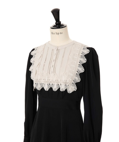 新品タグ付♡ Her lip to ロングワンピース　M 黒　フリル　Aライン Her lip to 長袖ワンピース M ブラック レディース : ZOZOTOWN Yahoo