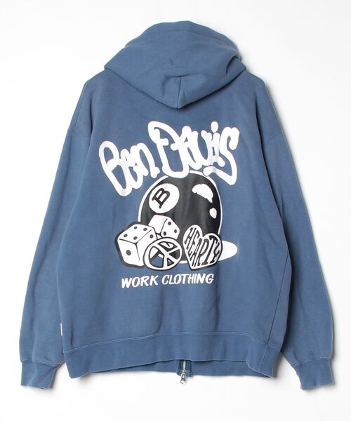 「BEN DAVIS」 ジップアップパーカー LARGE ブルー系その他2 メンズ_画像2