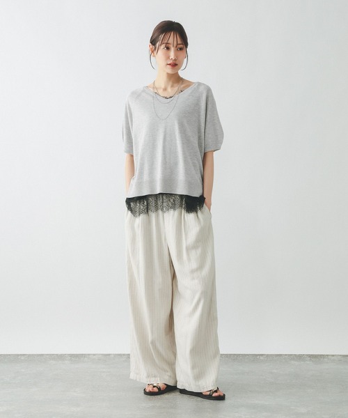 GLOBAL WORK（グローバルワーク） tシャツ リネン混ニット2WAYプル