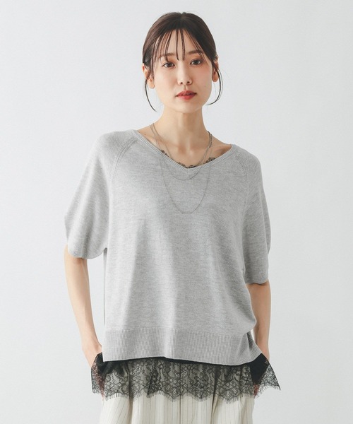 GLOBAL WORK（グローバルワーク） tシャツ リネン混ニット2WAYプル
