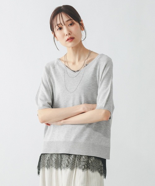 GLOBAL WORK（グローバルワーク） tシャツ 半袖 リネン混ニット2WAY 