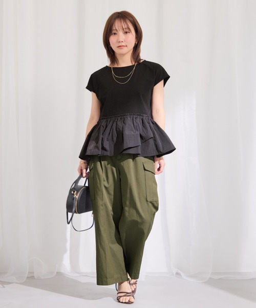 tシャツ 「UV/吸湿速乾/接触冷感」アシメペプラムデザイントップス 「低身長・小柄女性」 レディースの画像