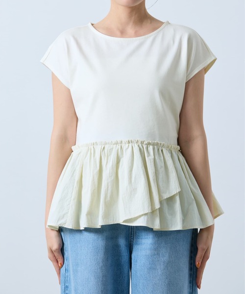 tシャツ 「UV/吸湿速乾/接触冷感」アシメペプラムデザイントップス 「低身長・小柄女性」 レディースの画像