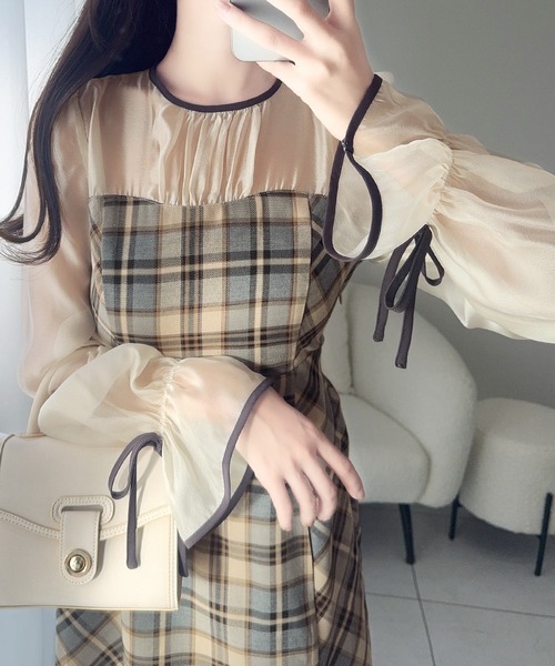 「mily bilet」 長袖ワンピース MEDIUM ボルドー レディース_画像2