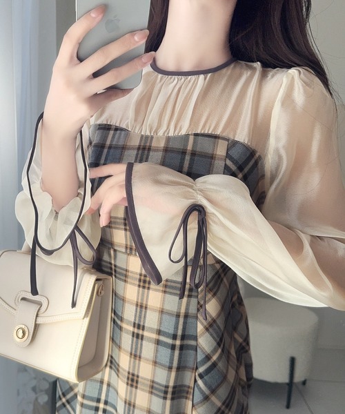 「mily bilet」 長袖ワンピース MEDIUM ボルドー レディース_画像8