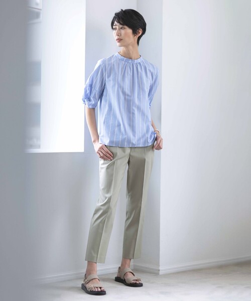 「J.PRESS」 半袖ブラウス 9 ブルー レディース_画像2