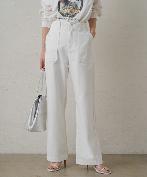 「LOUNGEDRESS」 デニムパンツ SMALL ホワイト レディース_画像4